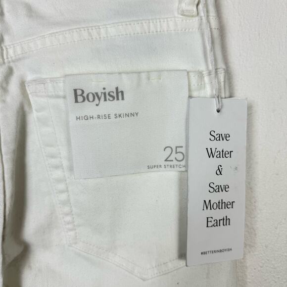 Boyish by HER NWT White Denim High Rise Stretch Skinny Jeans - Picture 7 of 8